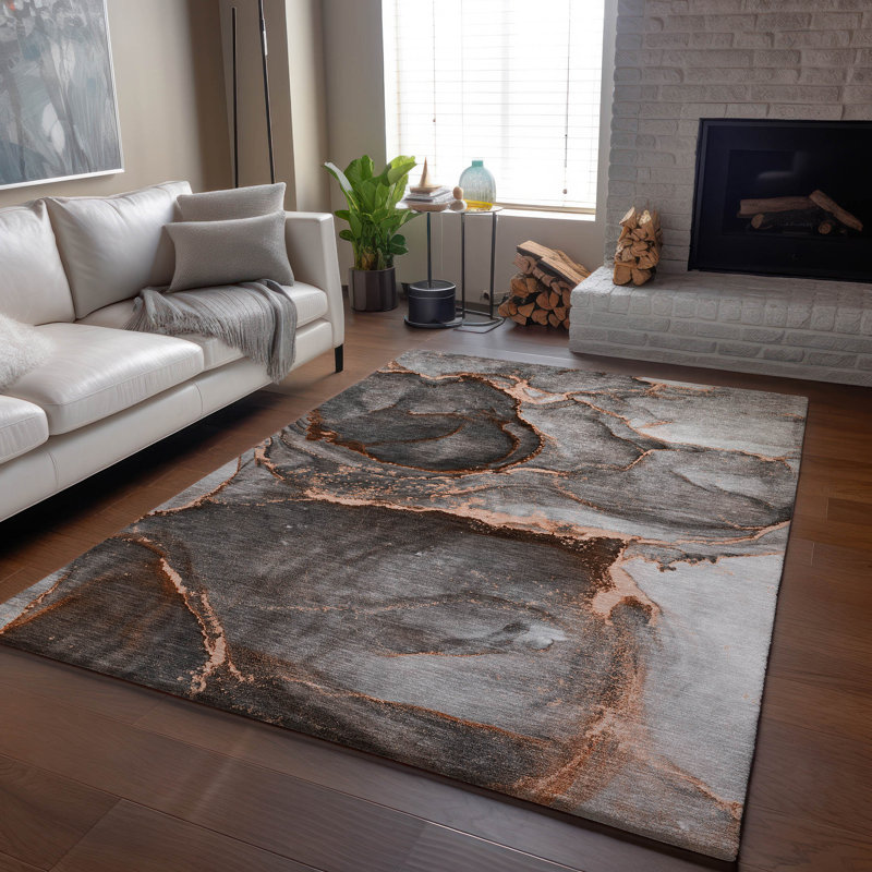 Premium Machine Washable Cerrito Amf525 Peach Rug, Rectangle 8' x 10'