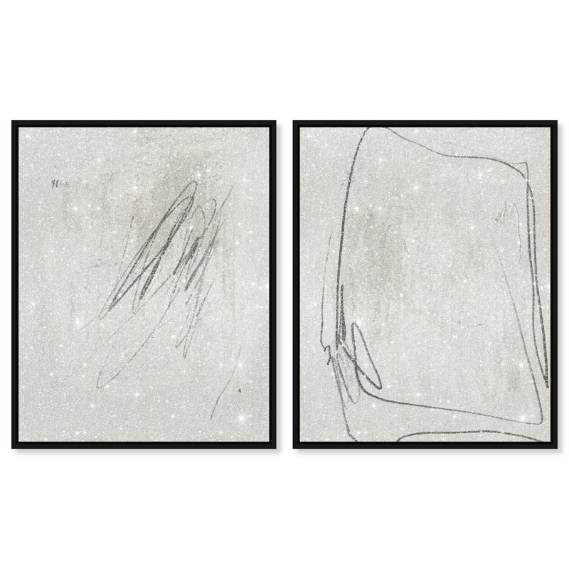Modernist Set Canvas Abstract Print by Oliver Gal, Black Frame, 16 x 20, 31"H x 37"W, Black Floater Frame