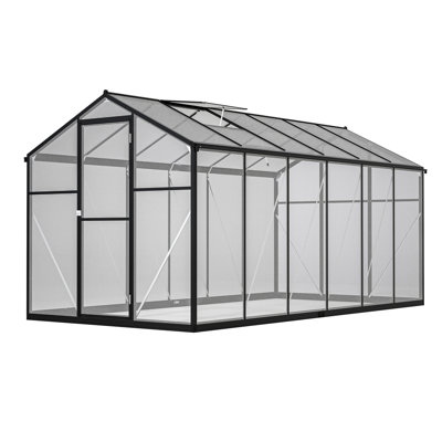 Black Polycarbonate Greenhouse With Ventilation And Drainage Features For Garden, Backyard, Balcony 6' X 12' Cover Management Plants In