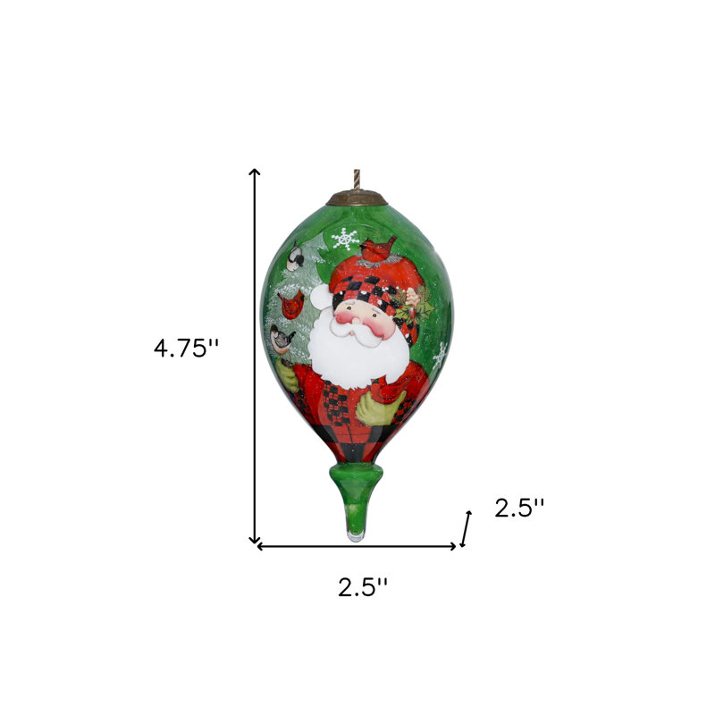 Ornement en verre soufflé à la main écossais père Noël avec cardinaux