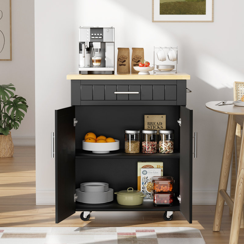 Lucenia 25.98 " W Kitchen Cart, Black