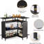 Unité de bar en forme de L 36 po x 48 po avec repose-pieds - Armoire de coin moderne avec tablettes à 2 niveaux et supports en verre, mini table de bar industrielle noire pour la maison, la cuisine ou le pub