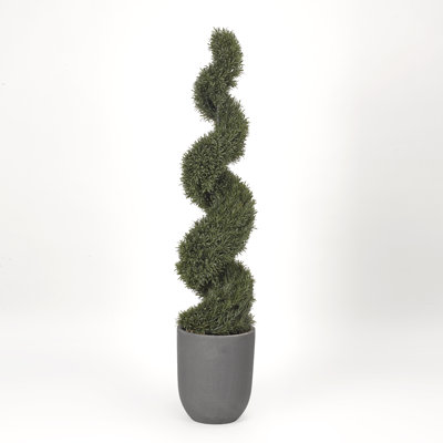 72'' Faux Spiral Rosemary Topiary in Planter