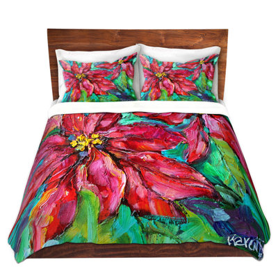 Ensemble de housse de couette en microfibre DiaNoche par Karen Tarlton - Holiday Poinsettia