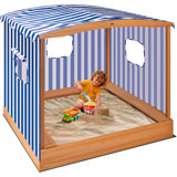 58x48in Wood Sandbox with Detachable UV-Blocking Canopy & Ventilation Windows