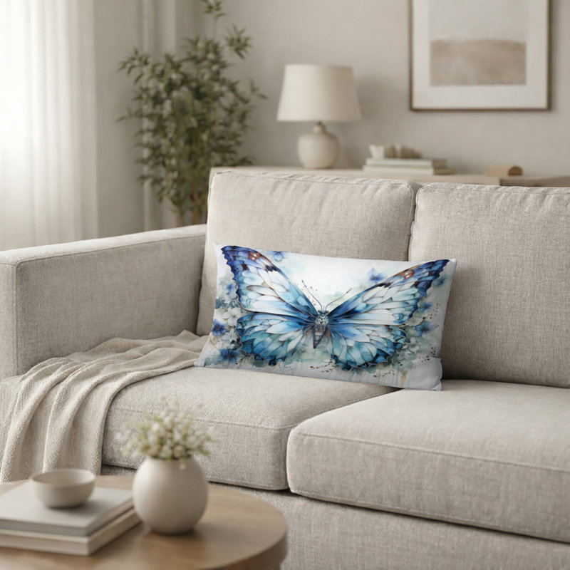 Coussin décoratif papillon - Ailes d'aquarelle papillon I, H 12 po x l 20 po