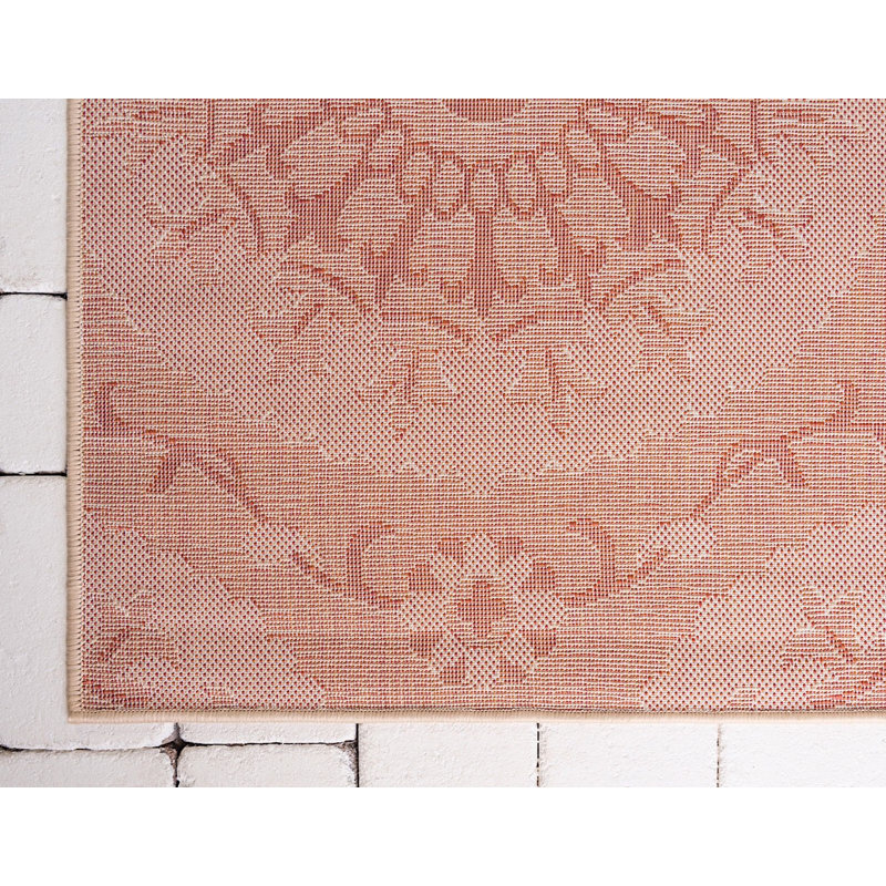 Tapis de véranda d'extérieur couleur sienne et beige, Rectangle 5 pi 3 po x 8 pi