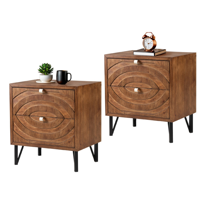 Table de chevet 2 tiroirs Cleobury, Ensemble de 2