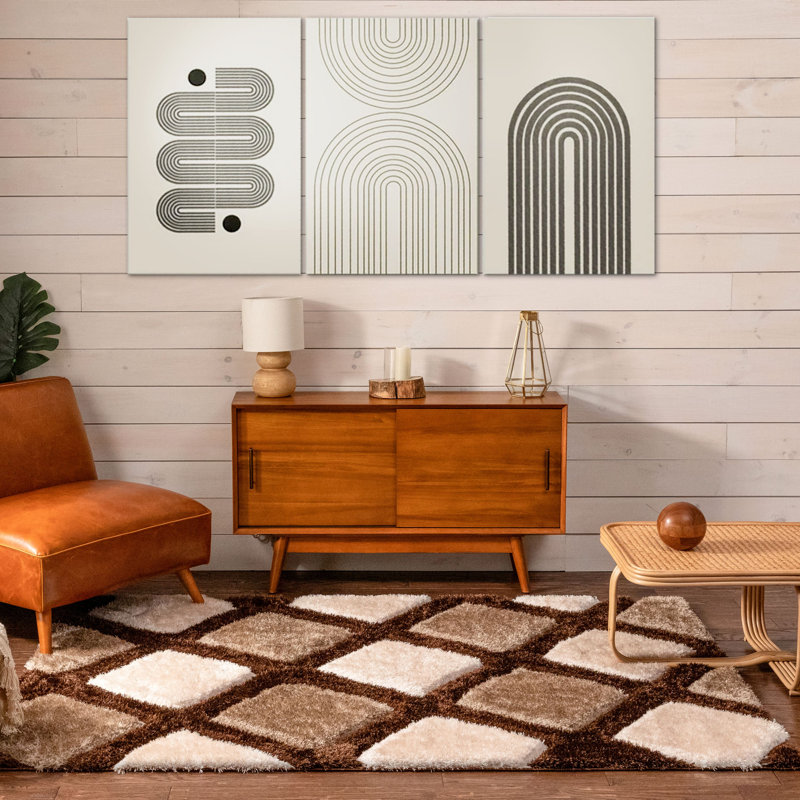 Geometric Shag Area Rug, Rectangle 120 x 160cm