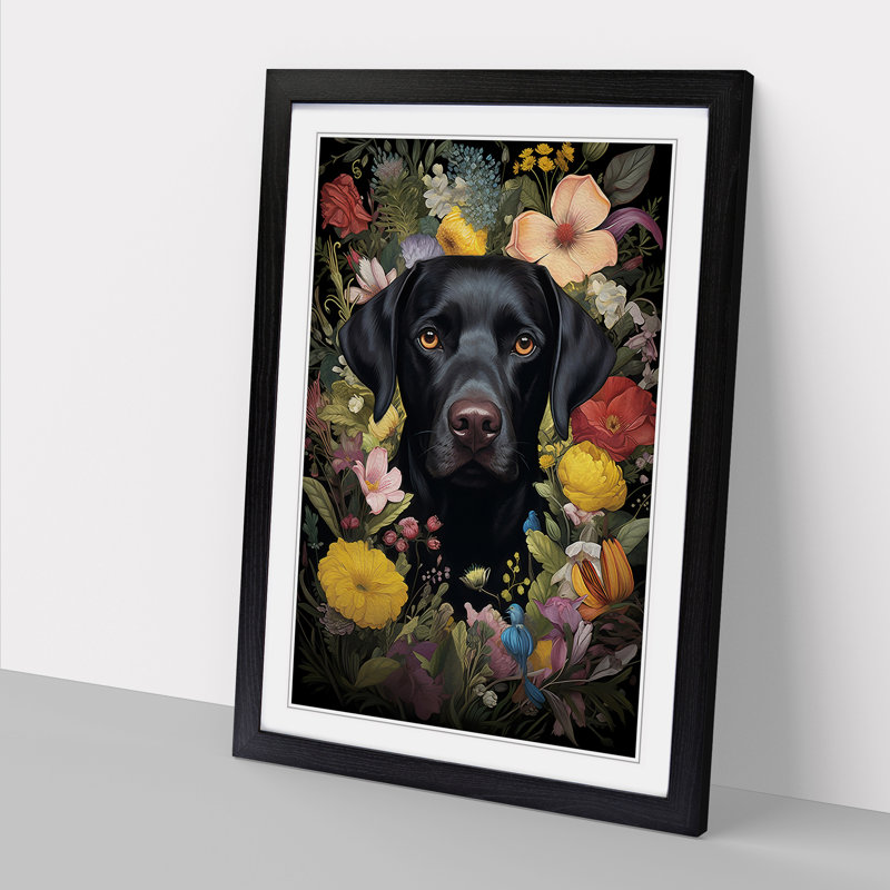 Labrador Retriever Rococo - Framed Print, 64cm H x 46cm W x 2" D, Black Framed