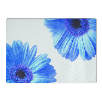 Tempered Glass Two Flowers Painting Chopping Board