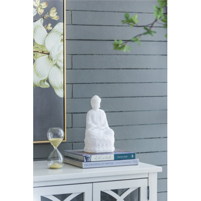 Figurine de Bouddha assis blanc 5,5 x 4,7 x 11,8 po