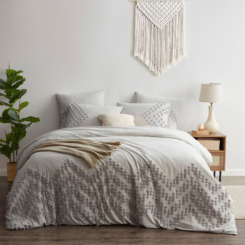 Couvre-lit gris 100% coton