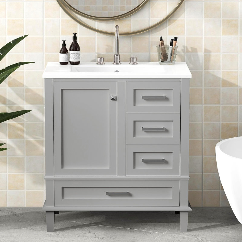 Ensemble de meuble-lavabo 30 po avec lavabo, Gris