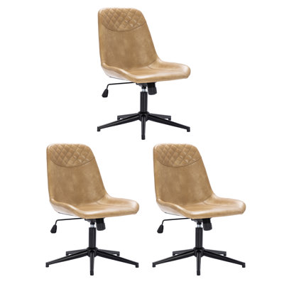 Mariello 23" Wide Adjustable Height Leather Swicel Office Chair With Quilted Backrest