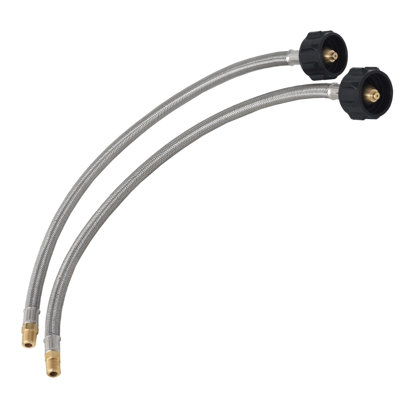 Flame King 1/4" Male NPT Adapter (Not Flare) Stainless Steel Braided Propane Pigtail Hoses (2-Pack)