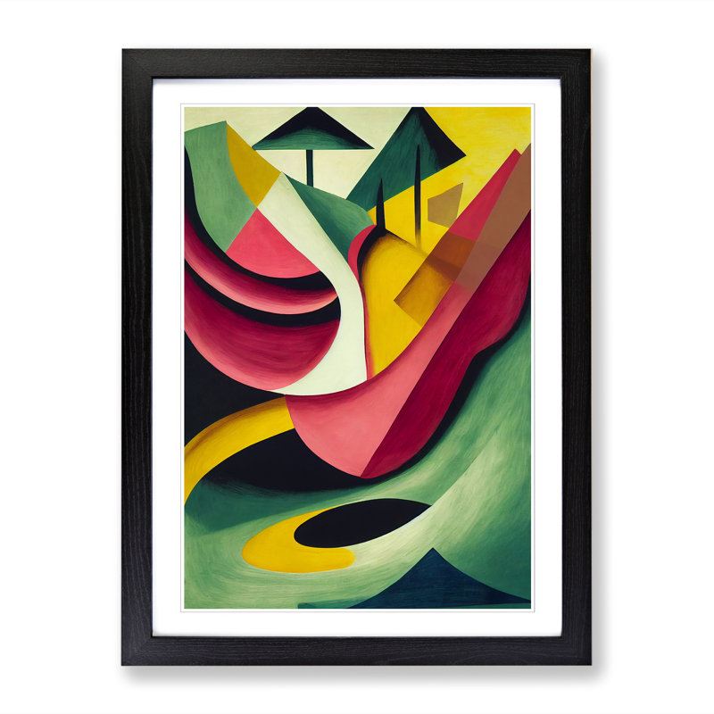 Abstract Meadow Landscape Framed Print, 34cm H x 25cm W x 2cm D, Oak Framed