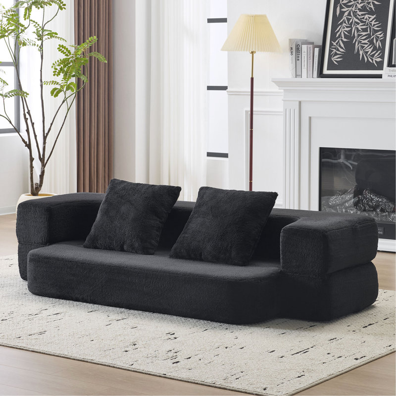 Canapé-lit modulaire transformable en mousse de soutien, chaise longue compacte en chenille pour les petits espaces et les bureaux à domicile