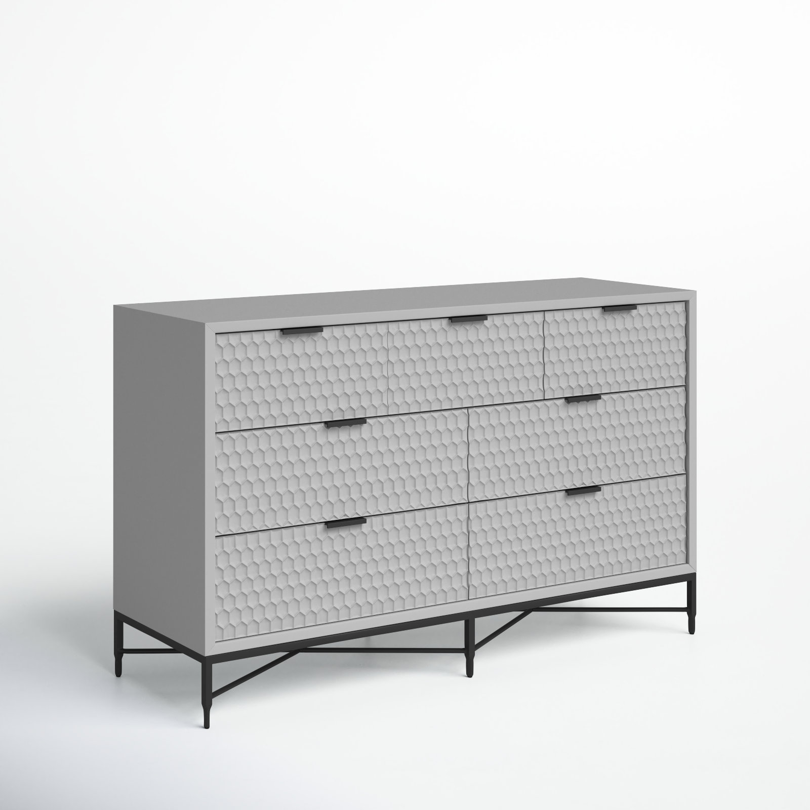 Capra 7 Drawer 56" W Double Dresser, Sky Gray