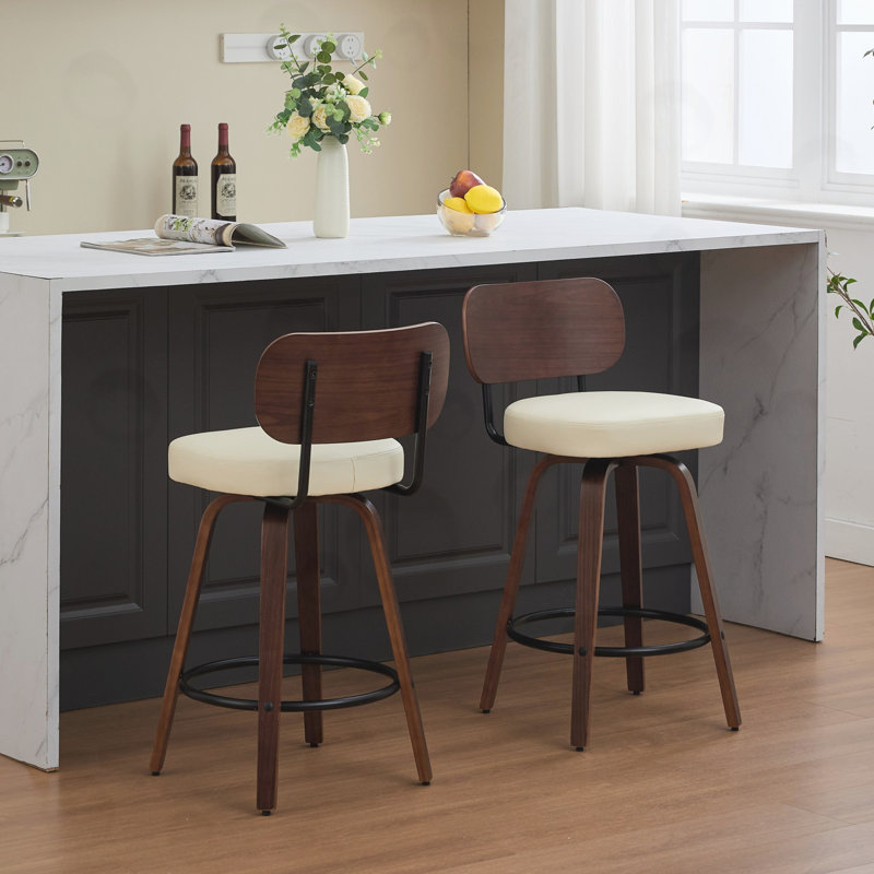 Ensemble de 2 tabourets pivotants, Beige
