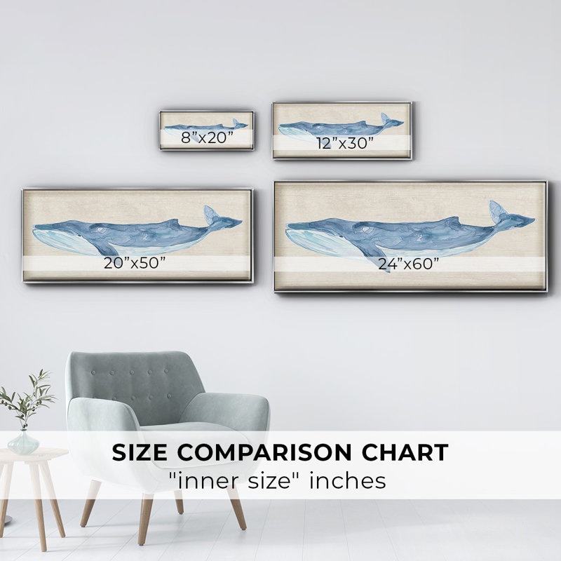 Rustic Whale II- Framed Canvas, 24" H x 60" W