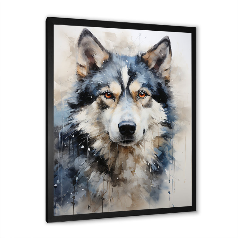Siberian Dog Serenity I sur impression sur toile, H 40 po x l 30 po x P 1,5 po, Cadre simple noir