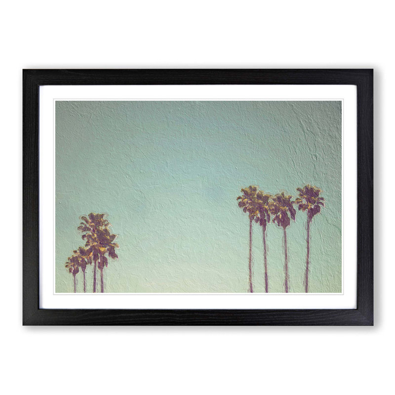 Palm Trees in Santa Cruz California - Framed Print, 36cm H x 48cm W x 2cm D, Black Framed