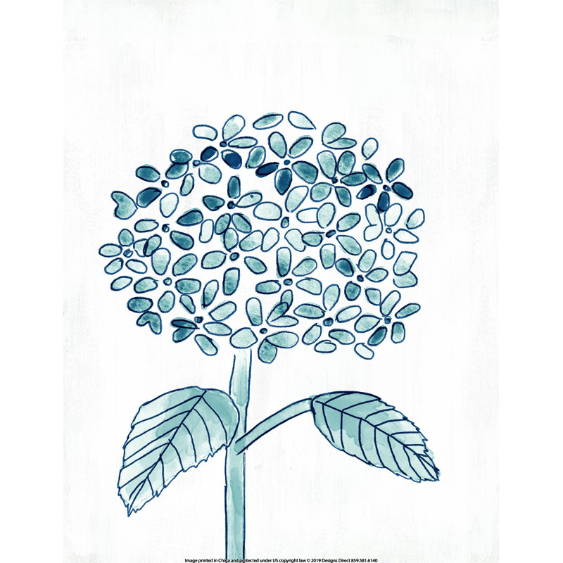 Impression sur toile bleu marine aquarelle Hyrdrangea, H 12 po x l 8 po