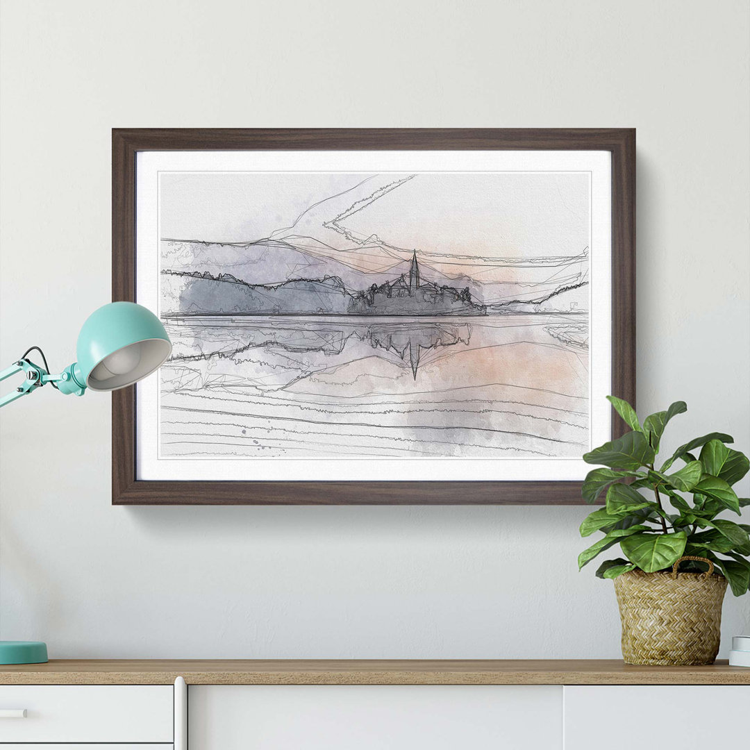 Wintertime at Lake Bled in Slovenia in Abstract - Picture Frame Graphic Art Print