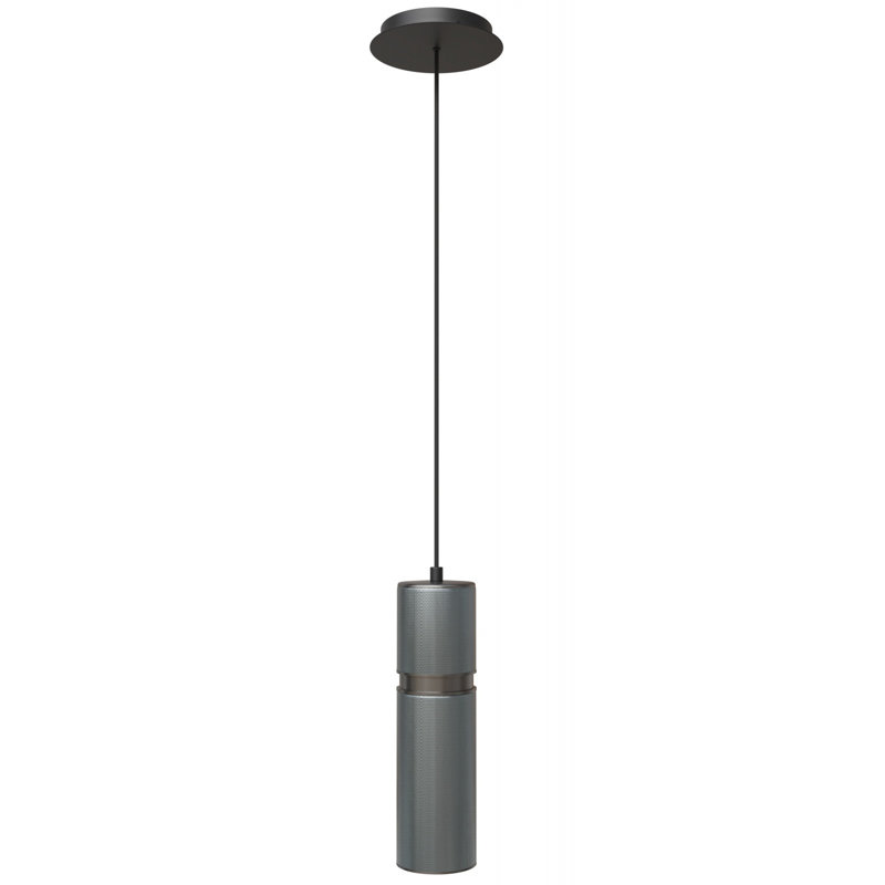 1 - Light Pendant, Dark Gray/Pewter Accents, 10" H x 3" W x 3" D