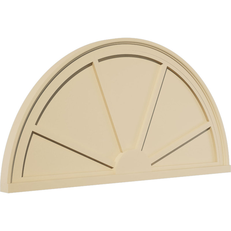 Demi-rond signature fronton en uréthane, brun clair apprêté, 36 po x 18 po x 2 po, Aucune, 4 rayons