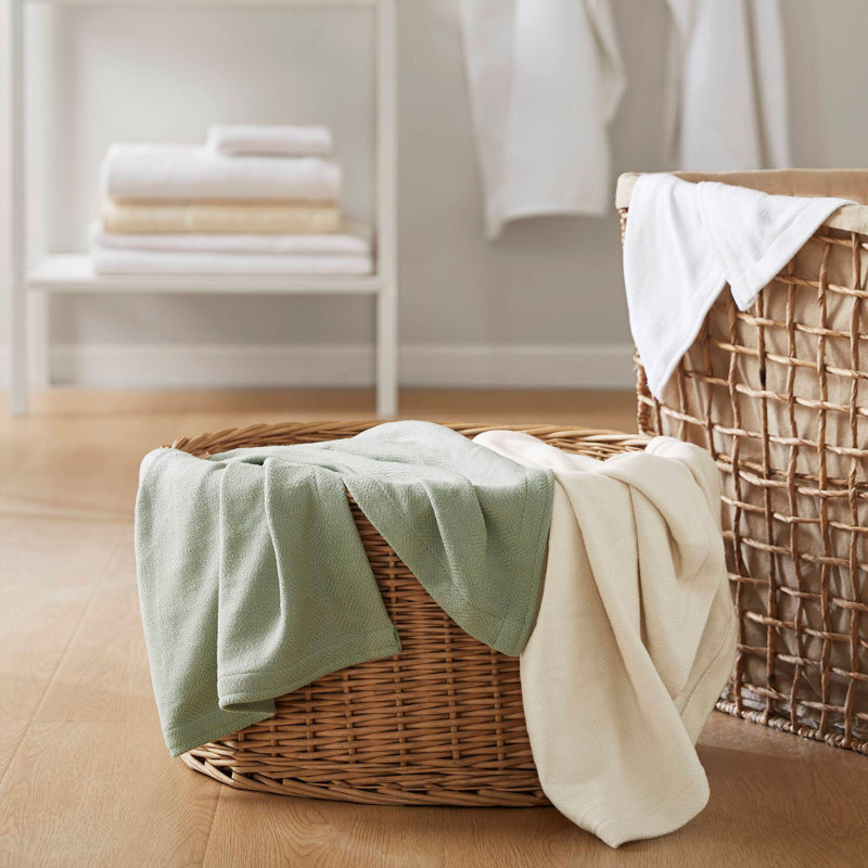 Couverture en coton, Vert sauge, Twin