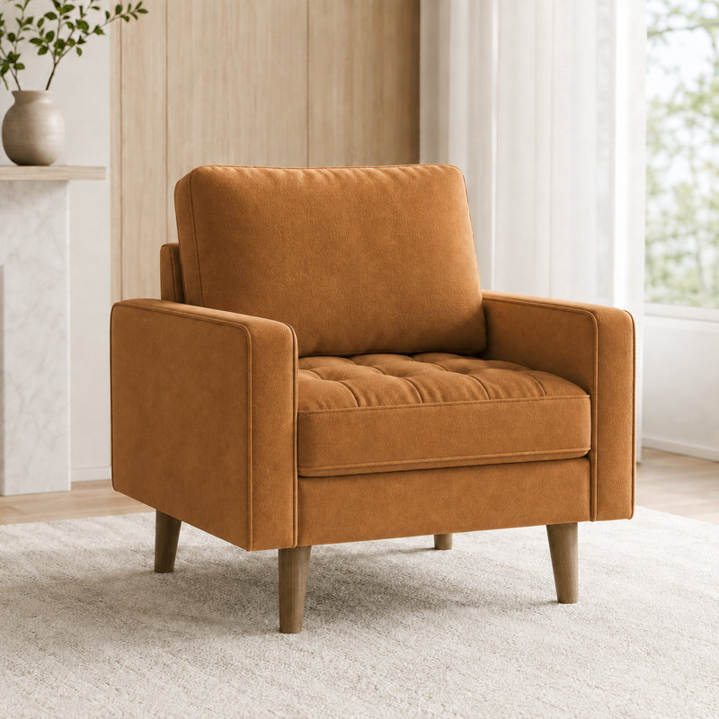 Fauteuil d'appoint Mid-Century, Cuir végétalien blanc