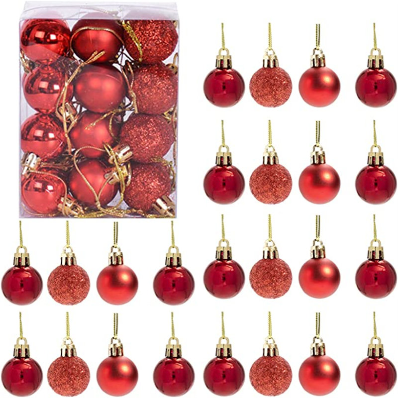 Ensemble de 24 mini-boules incassables 24 pièces, Rouge
