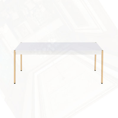 Table basse blanche et dorée