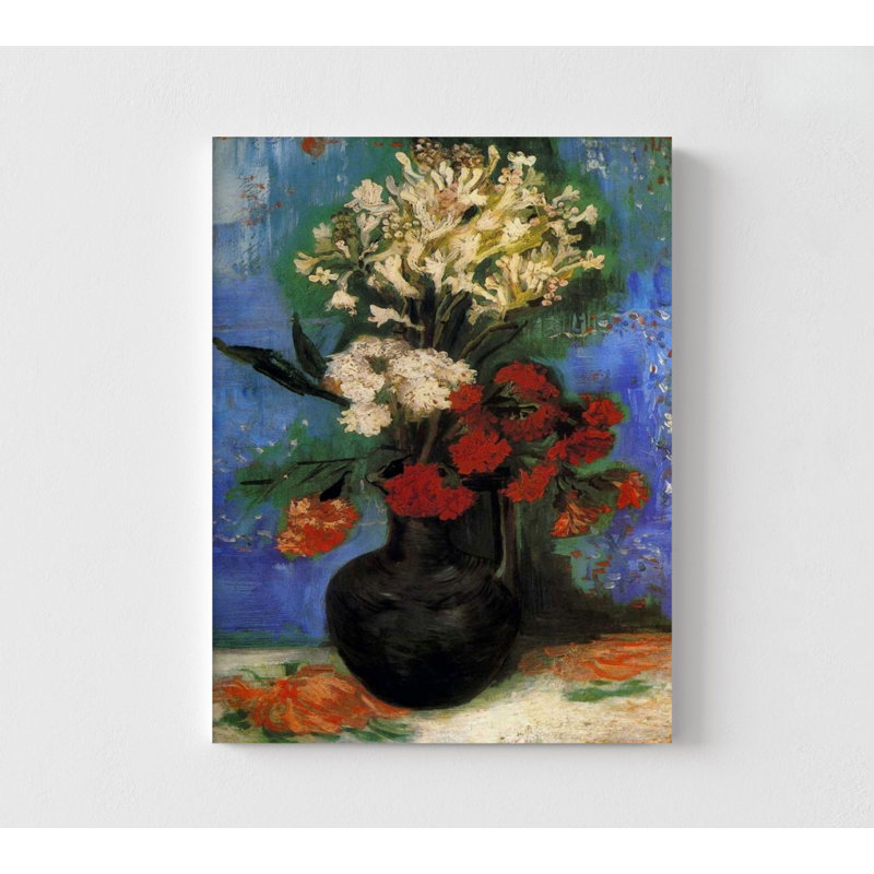 Œillets et autres fleurs par Vincent Van Gogh, reproduction de peinture, art floral coloré, impression d'art floral