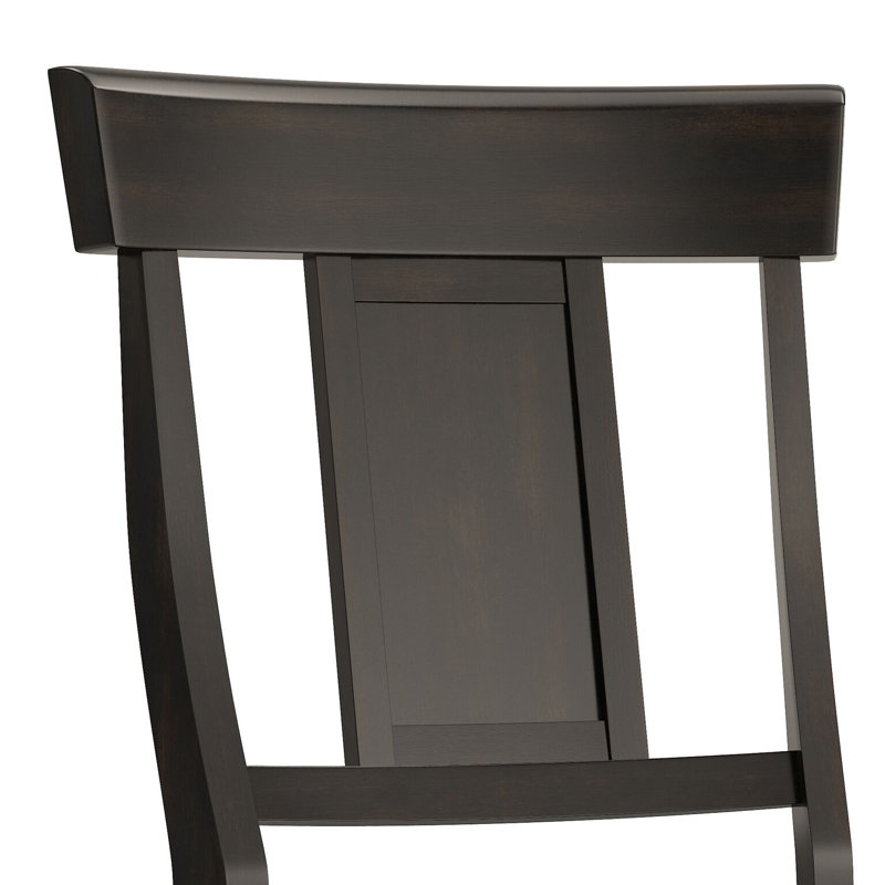 Tabouret de bar et de comptoir en bois massif Fortville, Noir antique, Tabouret de comptoir (siège d'une hauteur de 24,2