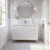 Wellington 48" Freestanding Bathroom Vanity with Top & Sink in White (Faucet Not Included)