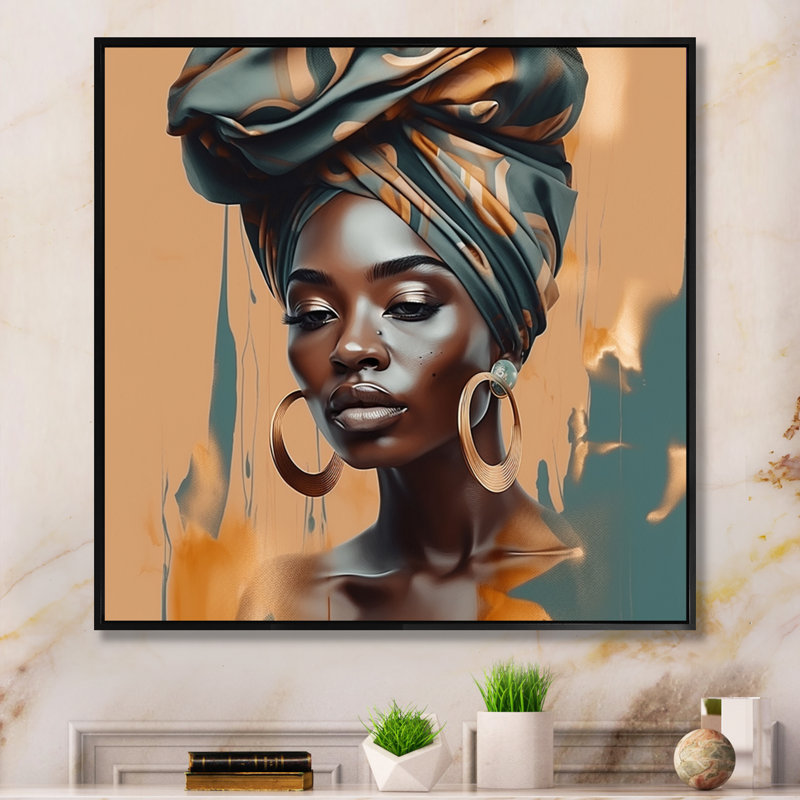 Femme africaine chromatique III - impressions sur toile, femme afro-américaine, H 36 po x l 36 po, Noir