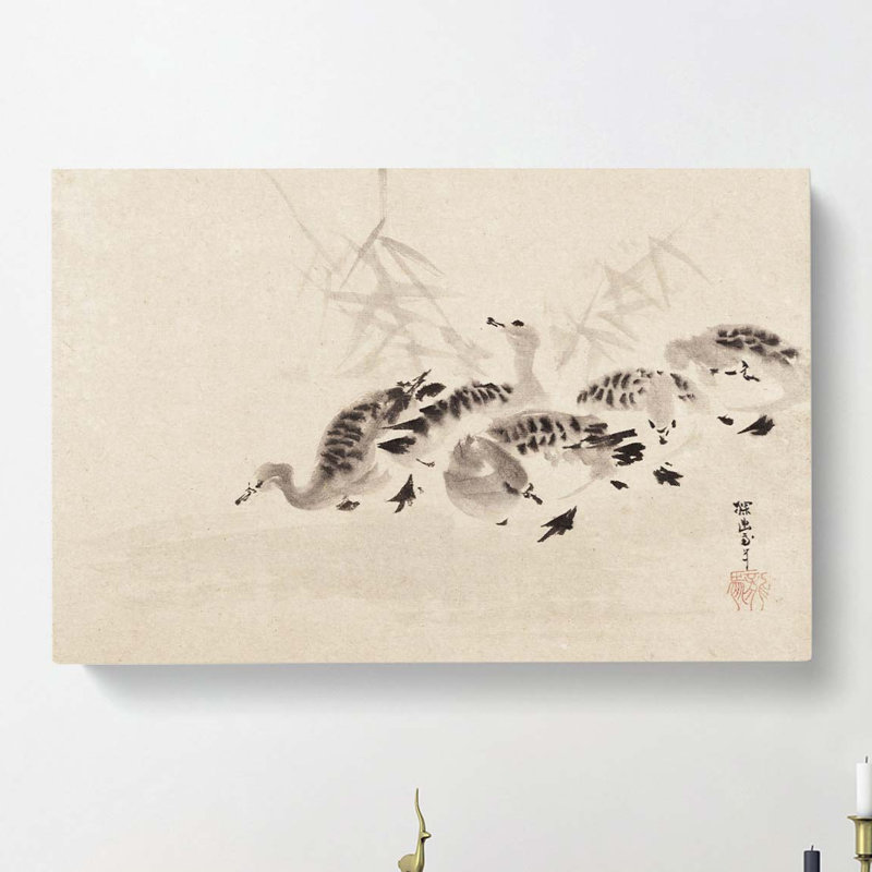 Ducks & Reeds by Kano Tanyu - Wrapped Canvas, 50cm H x 76cm W x 3cm D