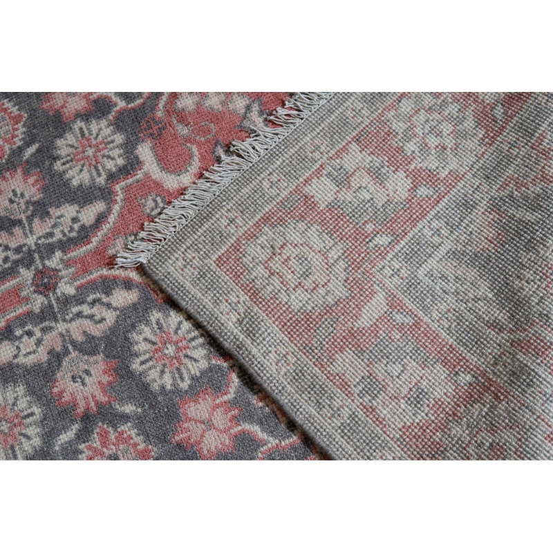 Coral Hand-Knotted Wool Floral Symmetry Geometric Modern Contemporary Carpet Rug, 8' x 10'