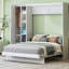 Lit escamotable double avec tablettes, garde-robe et lumières DEL pour économiser de l'espace et être multifonctionnel-889932150-889932149
