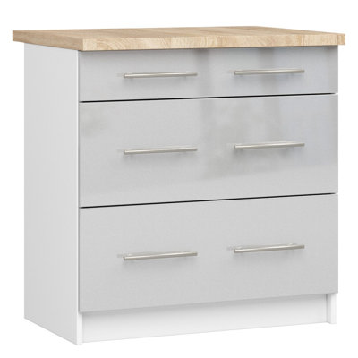 OLIWIA kitchen base cabinet in white, light gray gloss