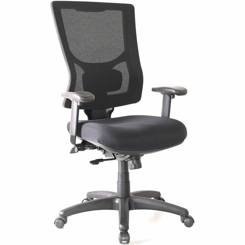 Chaise de bureau Conjure à dossier haut - Assise en tissu - Dossier haut - Noir - Accoudoirs - 1 unité, 20" H, Bras réglables
