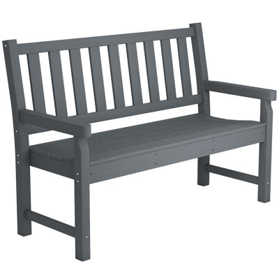 Outdoor Bench, 49" All-Weather HDPE Garden Bench, 2-Person Patio Loveseat with 528 lbs Capacity, Curved Seat for Backyard, Park, Porch, Lawn, Park, Gray