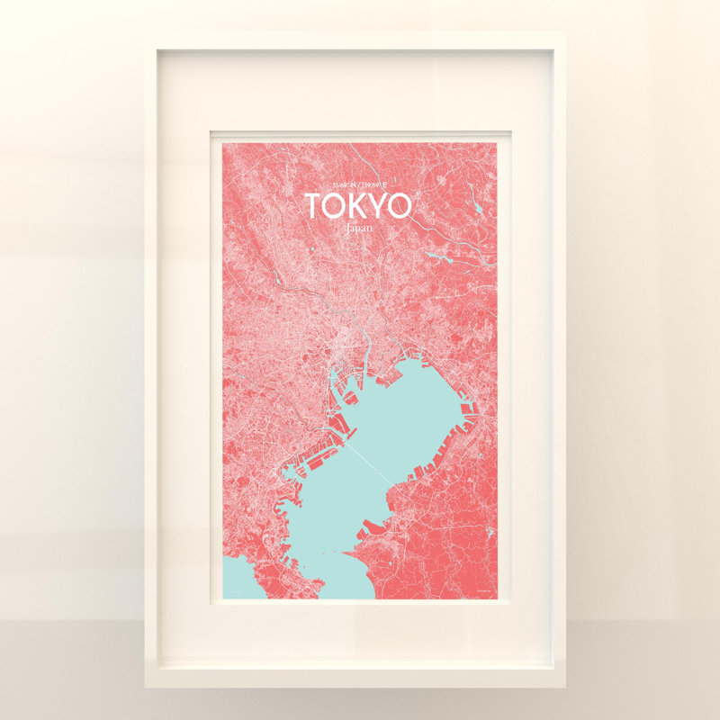 Tokyo City Map In Maritime - No Frame Print, 17cm H x 11cm W x 0.05cm D