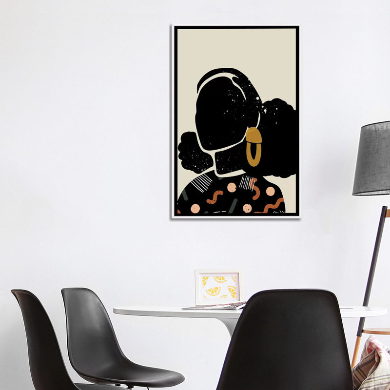 Black Hair IV - impression d'art graphique, Pas de tapis, H 26 po x l 40 po x 1,5 po, Toile blanche encadrée
