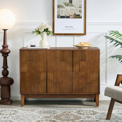 Buffet Mid-Century moderne avec tablettes réglables, buffet de style campagnard pour rangement et présentation polyvalents