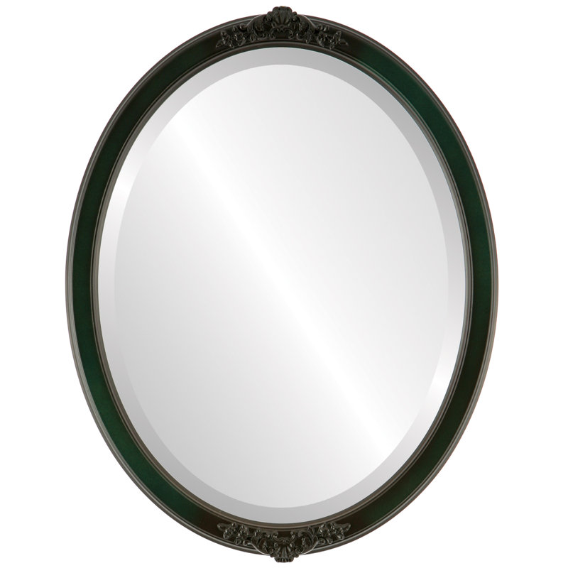 OVALCREST - Miroir mural ovale biseauté pour la décoration intérieure - Style Athena - Abat-jour argenté - Dimensions extérieures 18 x 22