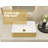 MEJE 19" Luxury Gold Stripes Rectangle Bathroom Vessel Sink, Above Counter Countertop Vanity Sink,Porcelain Ceramic Art Basin,Wash Basin for Lavatory Vanity Cabinet